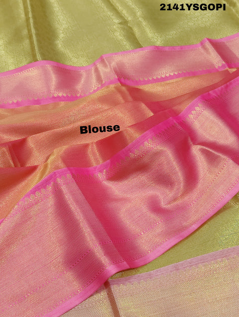 KcPc Tissue Silk Kanjivaram Style Banarasi Weaving Saree KB