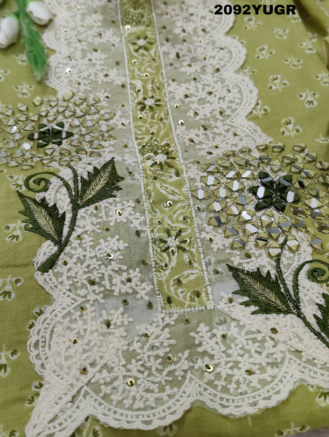 KcPc Beautiful Pure Cotton Printed Style Kashida Mirror Work Suit SAN