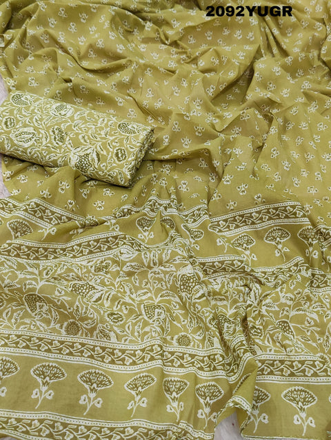 KcPc Beautiful Pure Cotton Printed Style Kashida Mirror Work Suit SAN