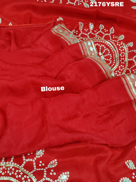 KcPc Royal Bandhani with Kachha Gota Patti Glow Modal Silk Saree  VK