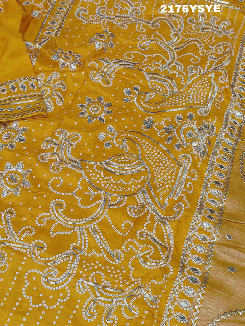 KcPc Royal Bandhani with Kachha Gota Patti Glow Modal Silk Saree  VK