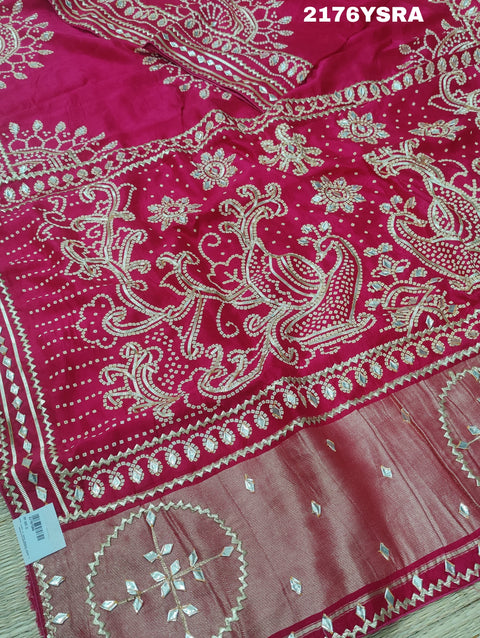 KcPc Royal Bandhani with Kachha Gota Patti Glow Modal Silk Saree  VK