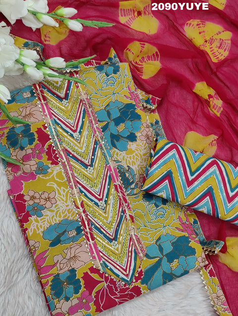 KcPc New Lounch Pure Cotton Printed Style Gotapatti Work Suit SAN