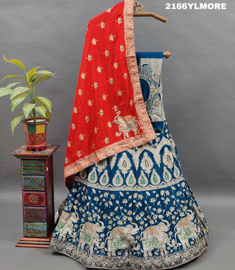 KcPc Beautiful Upada Silk Banarasi Style Handwork Gotapatti Lehenga RTK