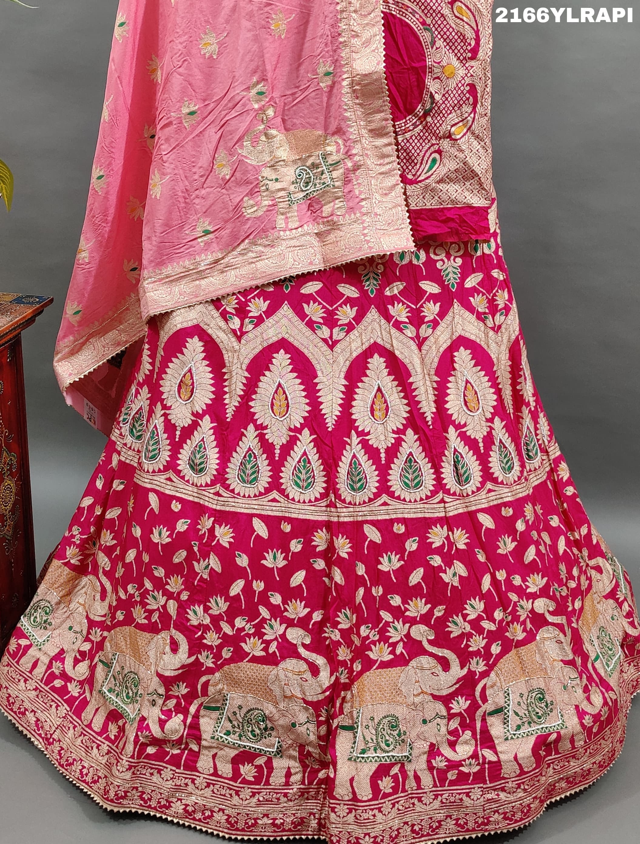KcPc Beautiful Upada Silk Banarasi Style Handwork Gotapatti Lehenga RTK