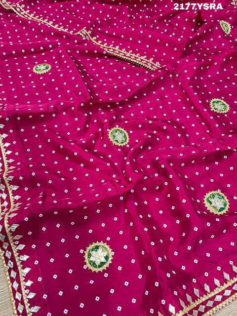 KcPc New Beautiful  Modal silk Bandhani With Kachha Gotapatti work Saree VK