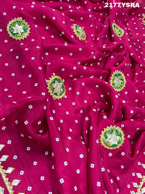 KcPc New Beautiful  Modal silk Bandhani With Kachha Gotapatti work Saree VK