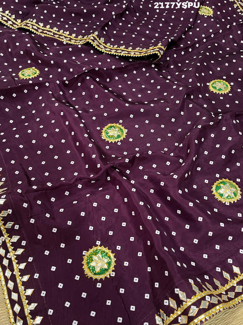 KcPc New Modal silk Bandhani With Kachha Gotapatti work Saree VK