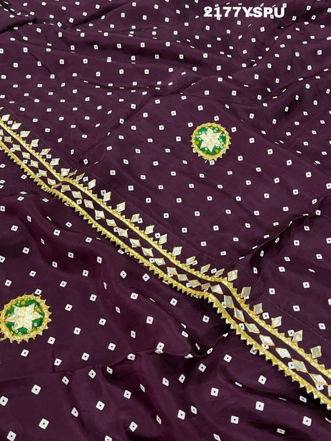 KcPc New Modal silk Bandhani With Kachha Gotapatti work Saree VK