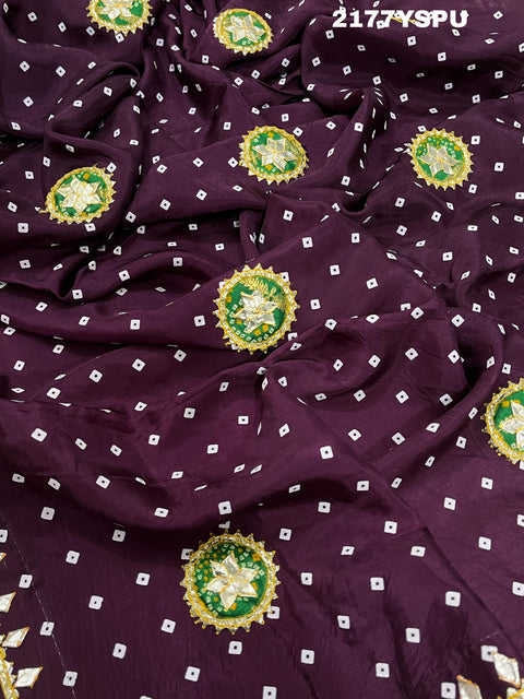 KcPc New Modal silk Bandhani With Kachha Gotapatti work Saree VK