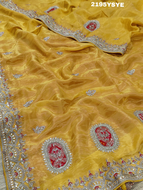 KcPc New Beautiful  Tussar tissue silk Traditional Sequence Gotapatti work Saree PAL