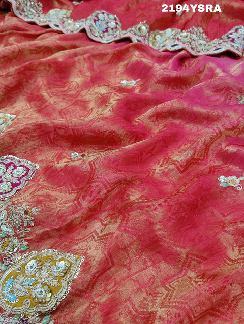 KcPc New Beautiful Banarasi silk Jecard Embroidery Work Saree PAL