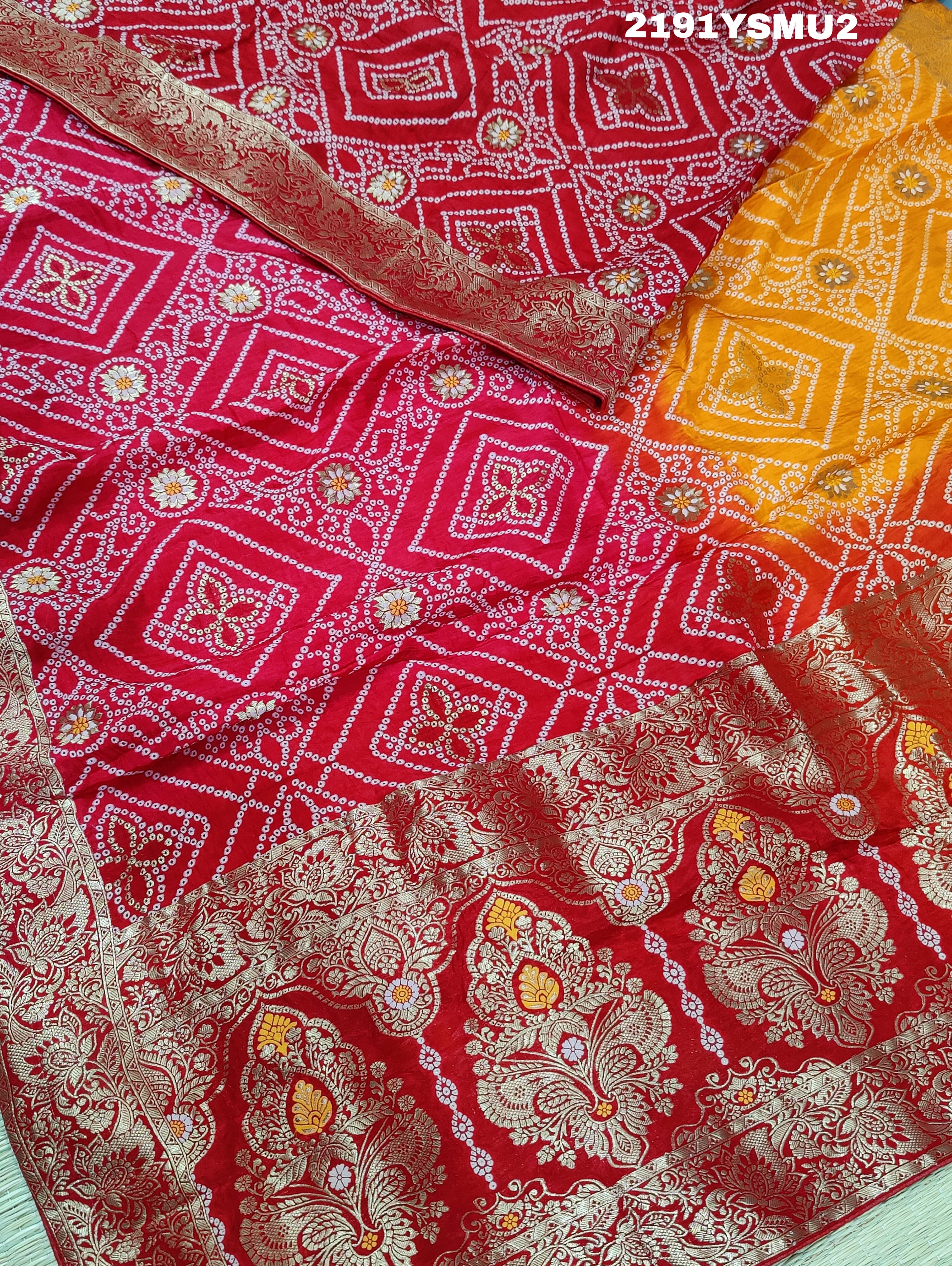 KcPc New Viscos Georgette Bandhani style Saree SATIS