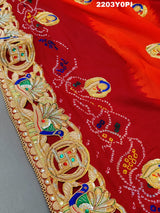 A red and orange Marwadi chunri Pure Ojariya Bel Buti Odhna