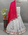 A Bollywood style Upada silk lehenga with cutdana and gotapatti work