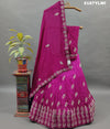 A traditional style Upada silk lehenga in pink with white bead work
