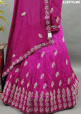 A traditional style Upada silk lehenga in pink with white bead work