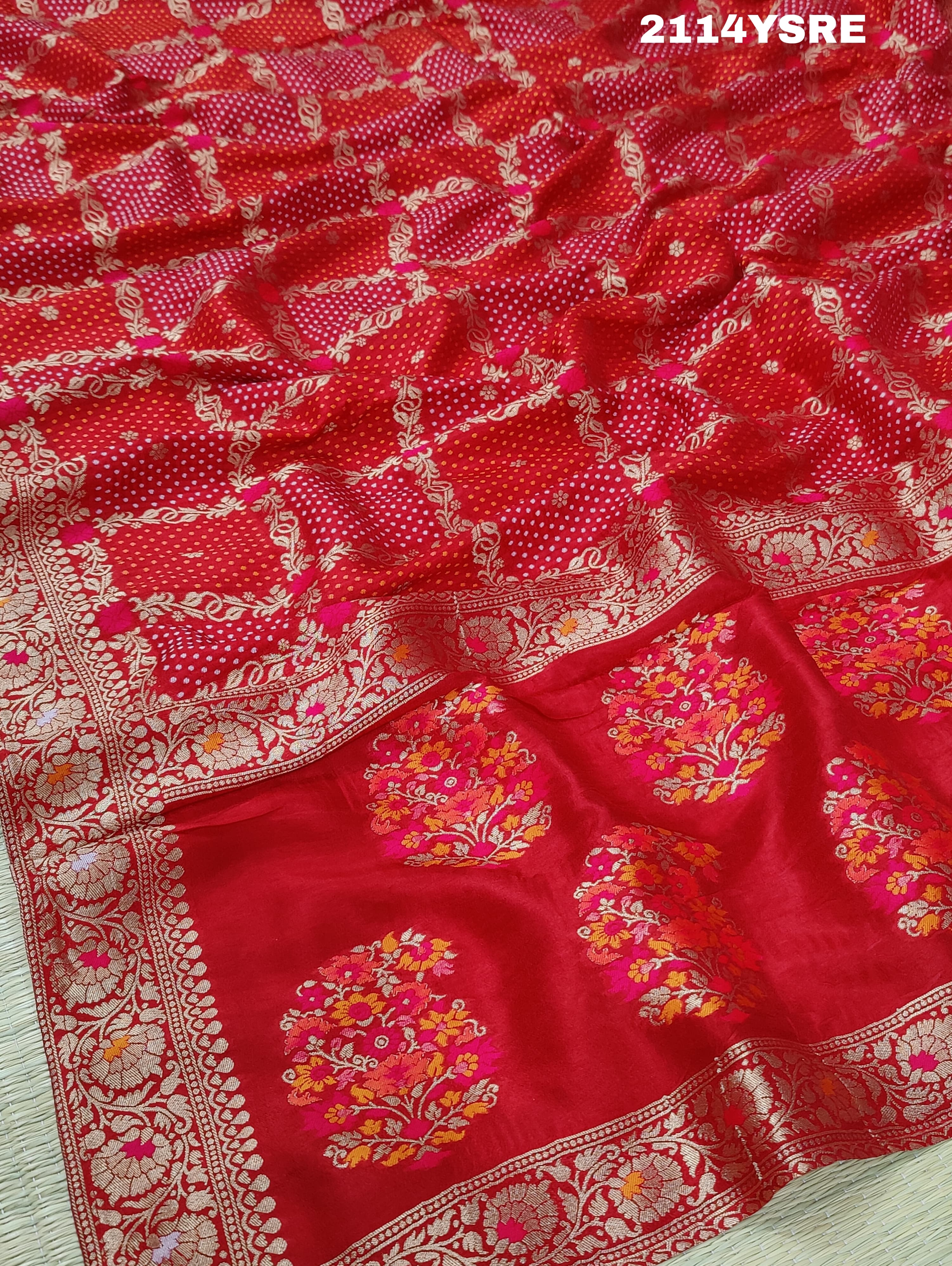 KcPc New Upada Silk Bandhani Style With Banarasi Zari Weaving Work Saree ANT