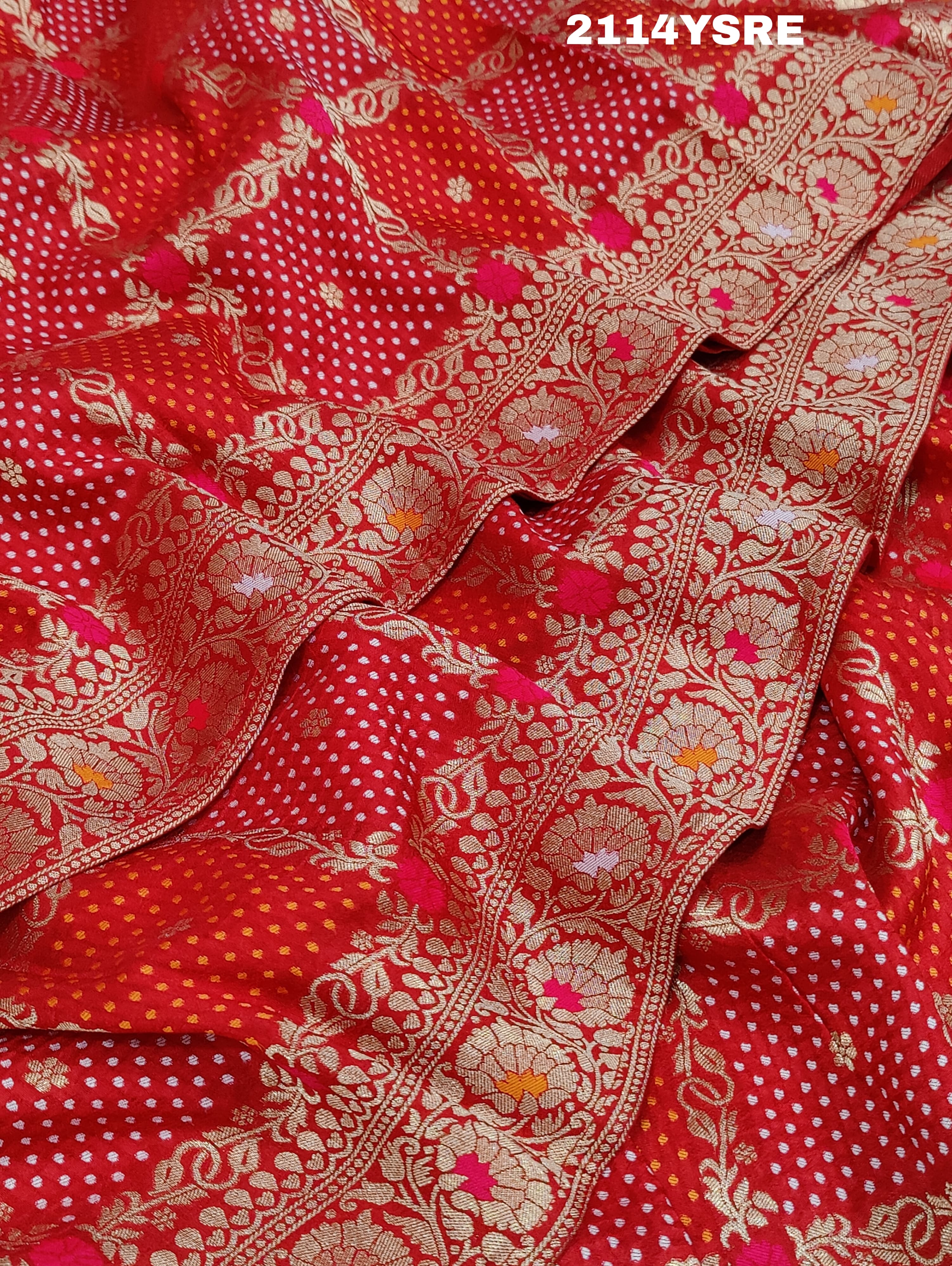 KcPc New Upada Silk Bandhani Style With Banarasi Zari Weaving Work Saree ANT