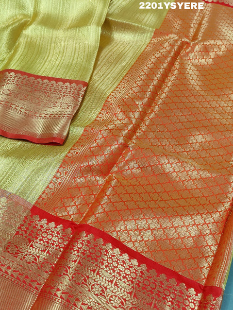 KcPc New Beautiful Tissue silk Banarasi style Saree KB