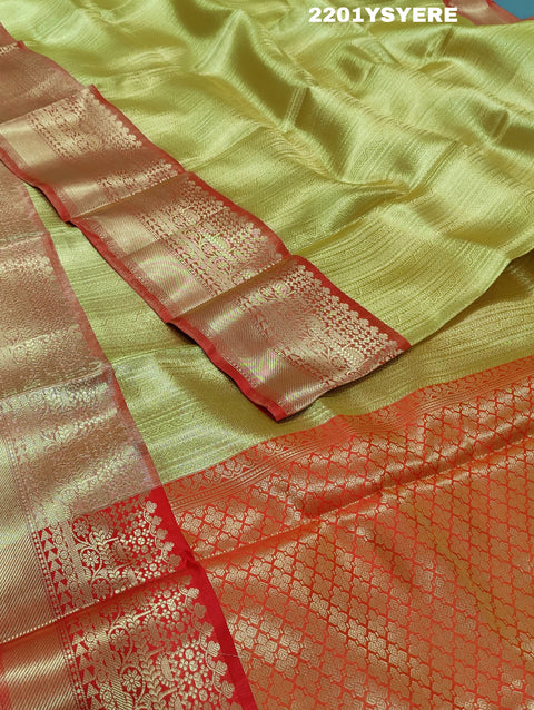 KcPc New Beautiful Tissue silk Banarasi style Saree KB