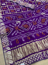 Gota Patti Hand Work saree in purple colour