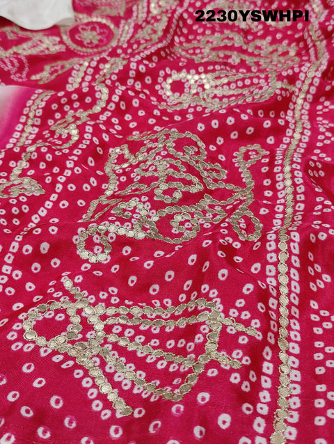 KcPc New Special Gaji Silk Bandhani Style With Gotapatti Work Saree NAV