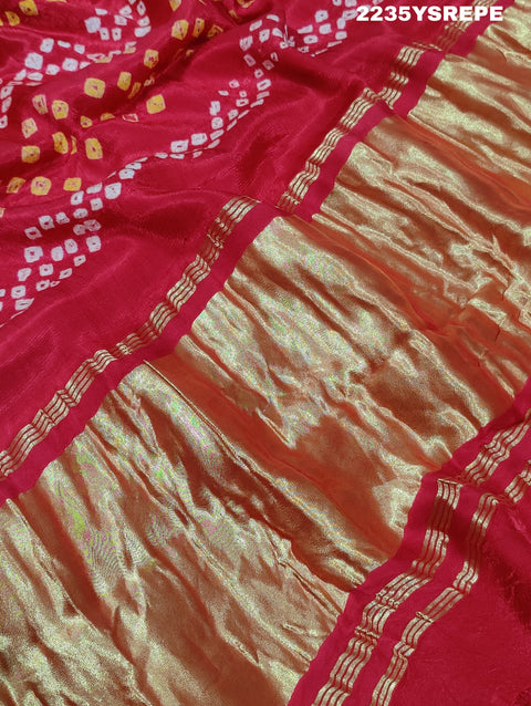 KcPc New Gaji Silk Fabric Bandhani Style Saree ASLM