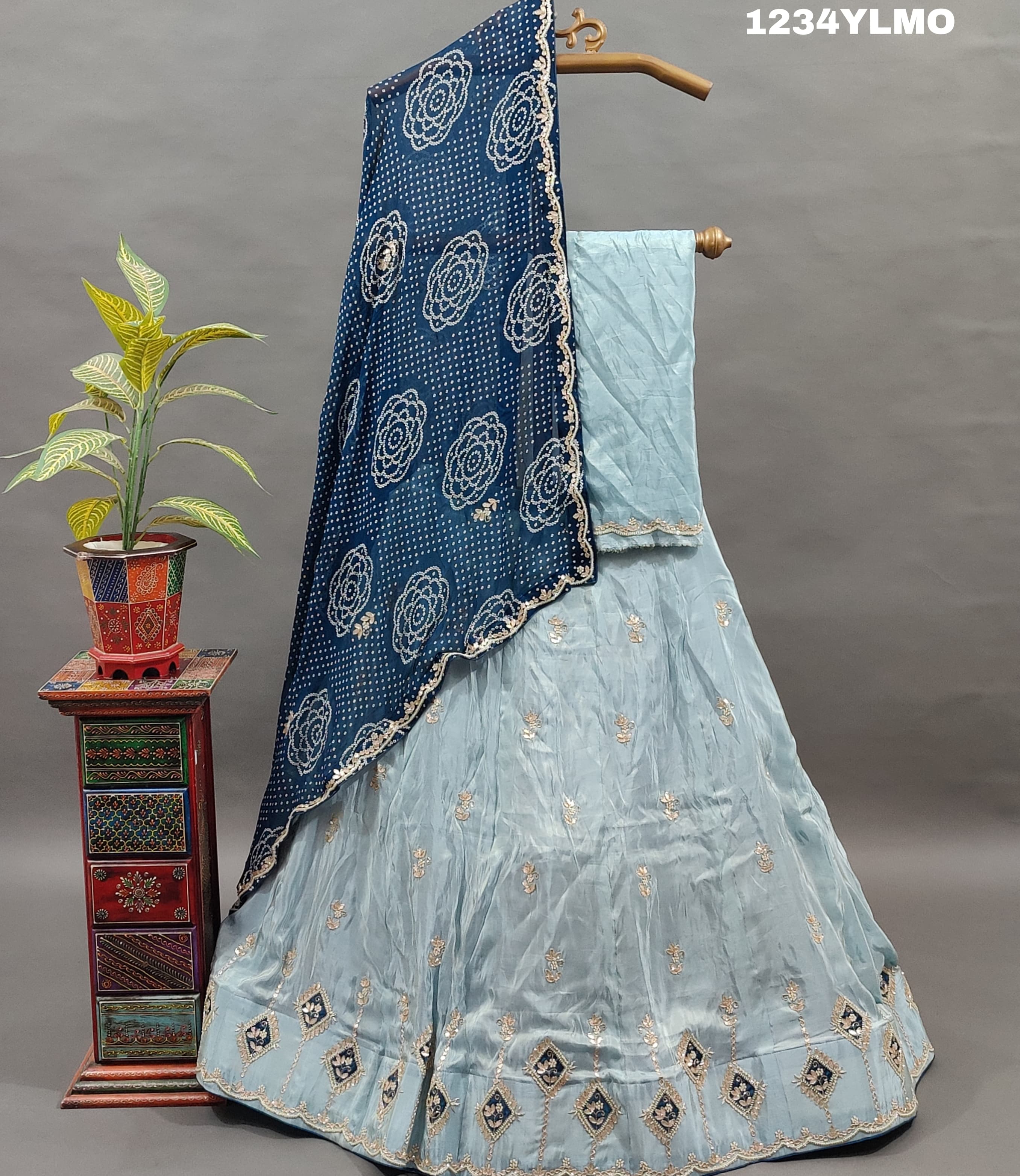 KcPc New Upada silk Georgette dupatta Cutdana Gotapatti Work Lehenga MAD