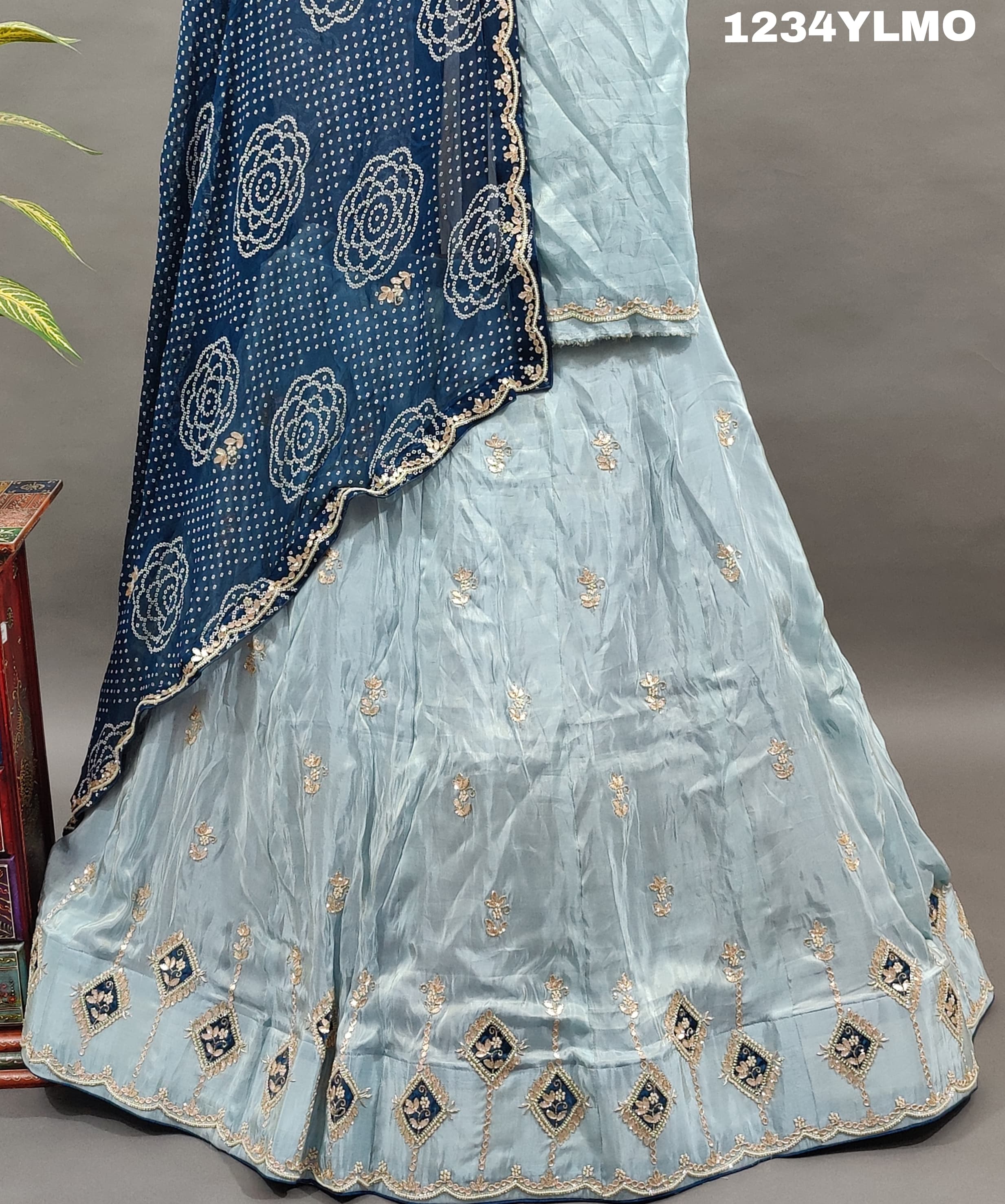 KcPc New Upada silk Georgette dupatta Cutdana Gotapatti Work Lehenga MAD
