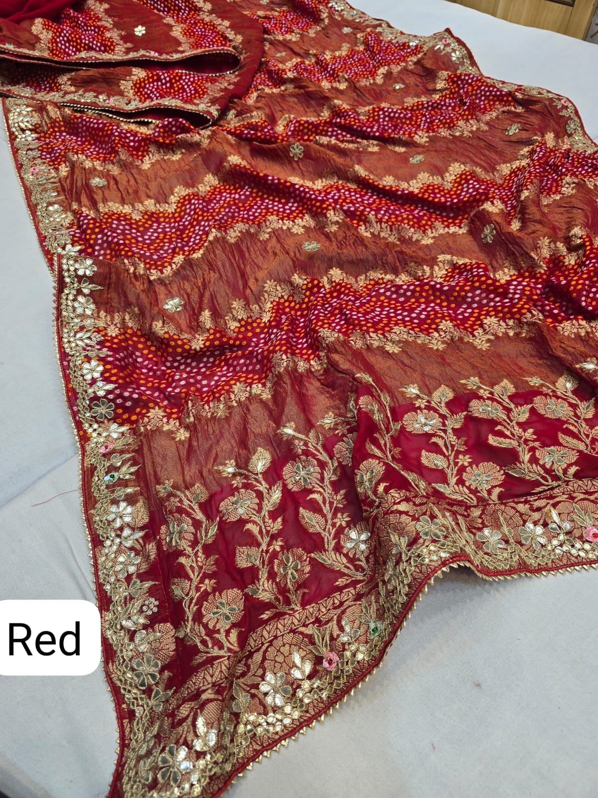 KcPc New Khaddi Georgette Traditional With Gotapatti Work Saree AMT