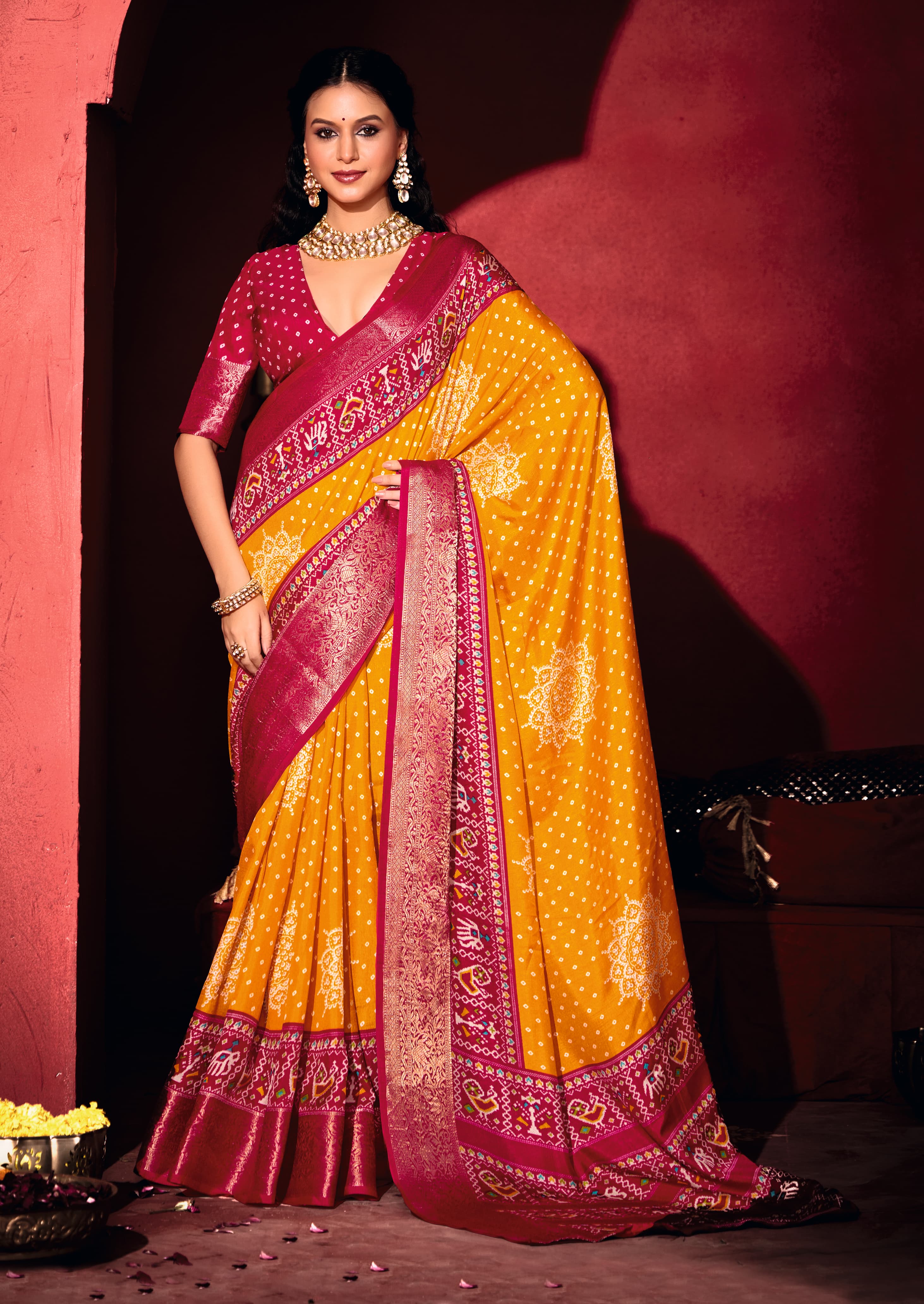 KcPc Latest Pashmina Silk Bandhani Potol Print Saree STR