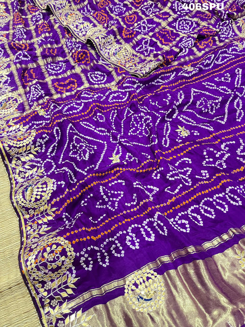 KcPc New Beautiful Pure Gaji Silk Bandhani Ghatchola Gotapatti Saree  AMT