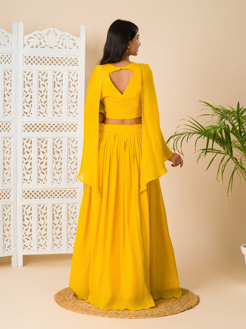 KcPc Latest Georgette Fabric Cutdana kashida work indo western Dress MUL