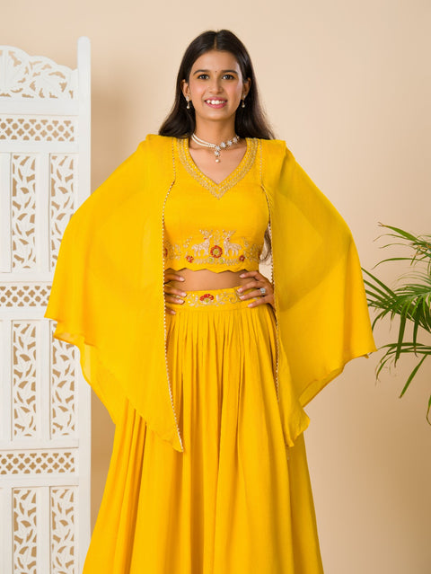 KcPc Latest Georgette Fabric Cutdana kashida work indo western Dress MUL