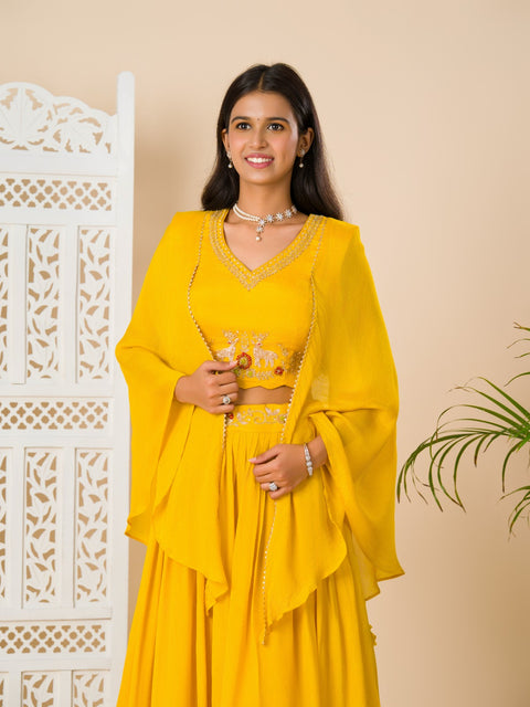 KcPc Latest Georgette Fabric Cutdana kashida work indo western Dress MUL