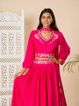 KcPc New Chinon Silk Bollywood White beads workindo western Dress MUL