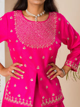 KcPc New LatestChinon Silk Bollywood Cutdana work indo western Dress MUL