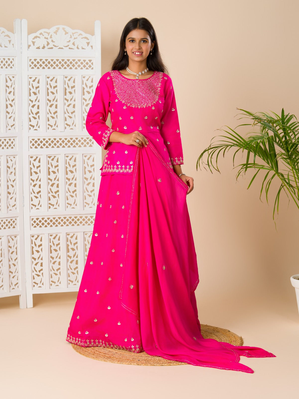 KcPc New LatestChinon Silk Bollywood Cutdana work indo western Dress MUL