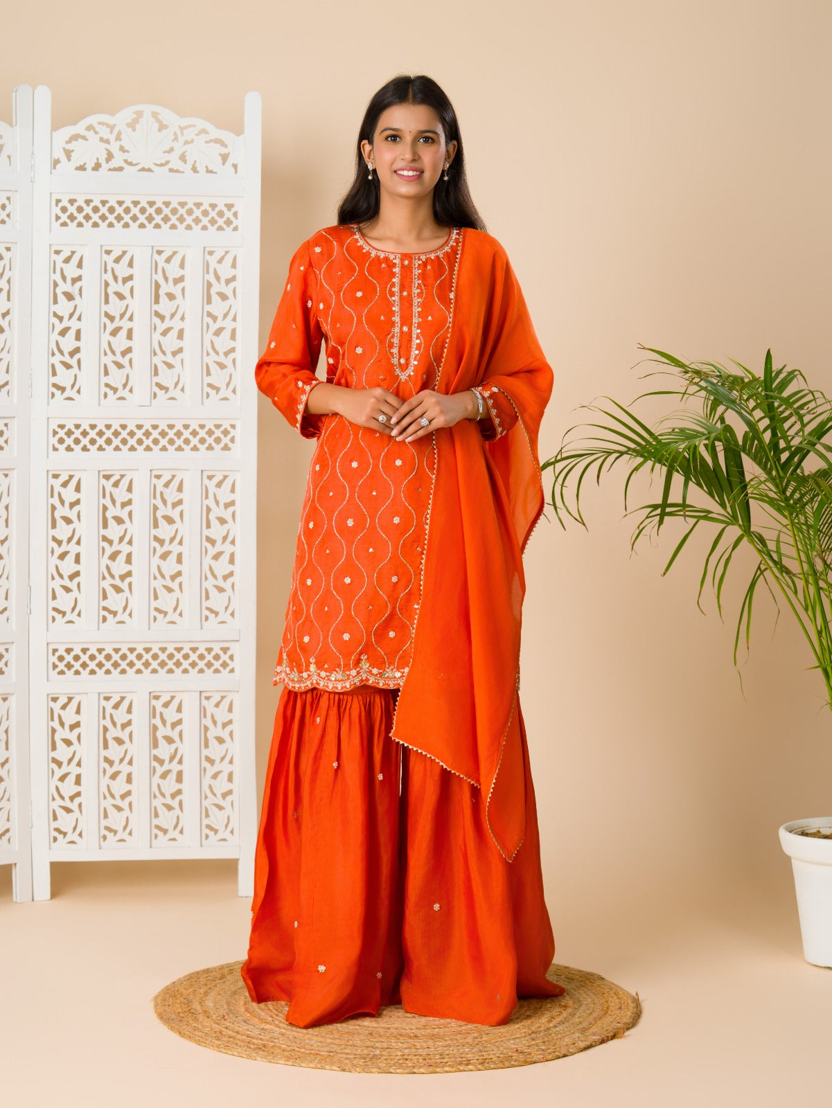 KcPc New Beautiful Crap Silk BollywoodCutdana workindo western Dress MUL