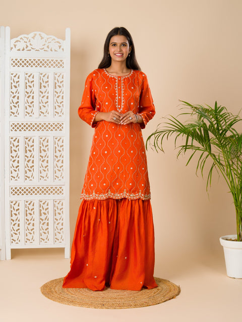 KcPc New Beautiful Crap Silk Bollywood  Cutdana work  indo western Dress MUL