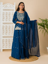 KcPc New Chinon Silk Bollywood Gotapatti workindo western Dress MUL