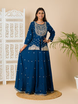 KcPc New Chinon Silk Bollywood Gotapatti workindo western Dress MUL