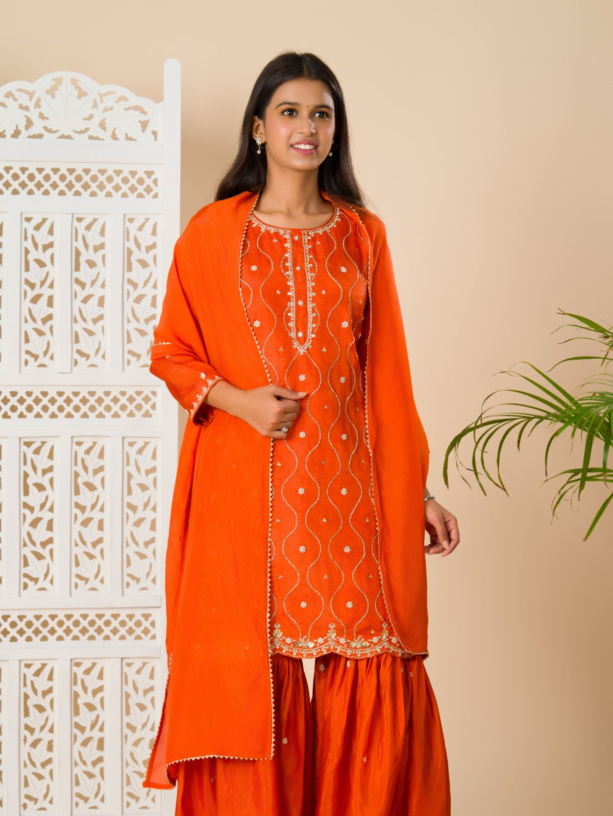 KcPc New Beautiful Crap Silk BollywoodCutdana workindo western Dress MUL