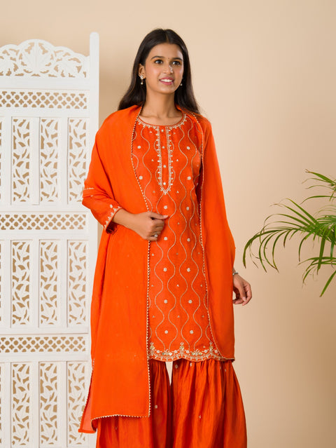 KcPc New Beautiful Crap Silk Bollywood  Cutdana work  indo western Dress MUL