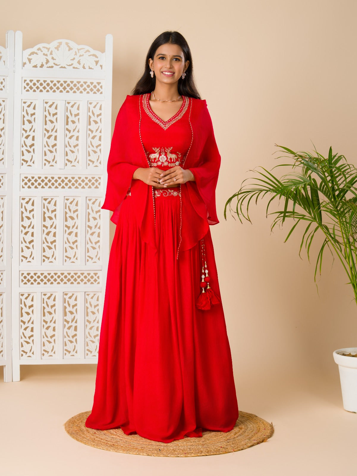 KcPc New Latest Crap Silk Bollywood Cutdana kashida work indo western Dress MUL