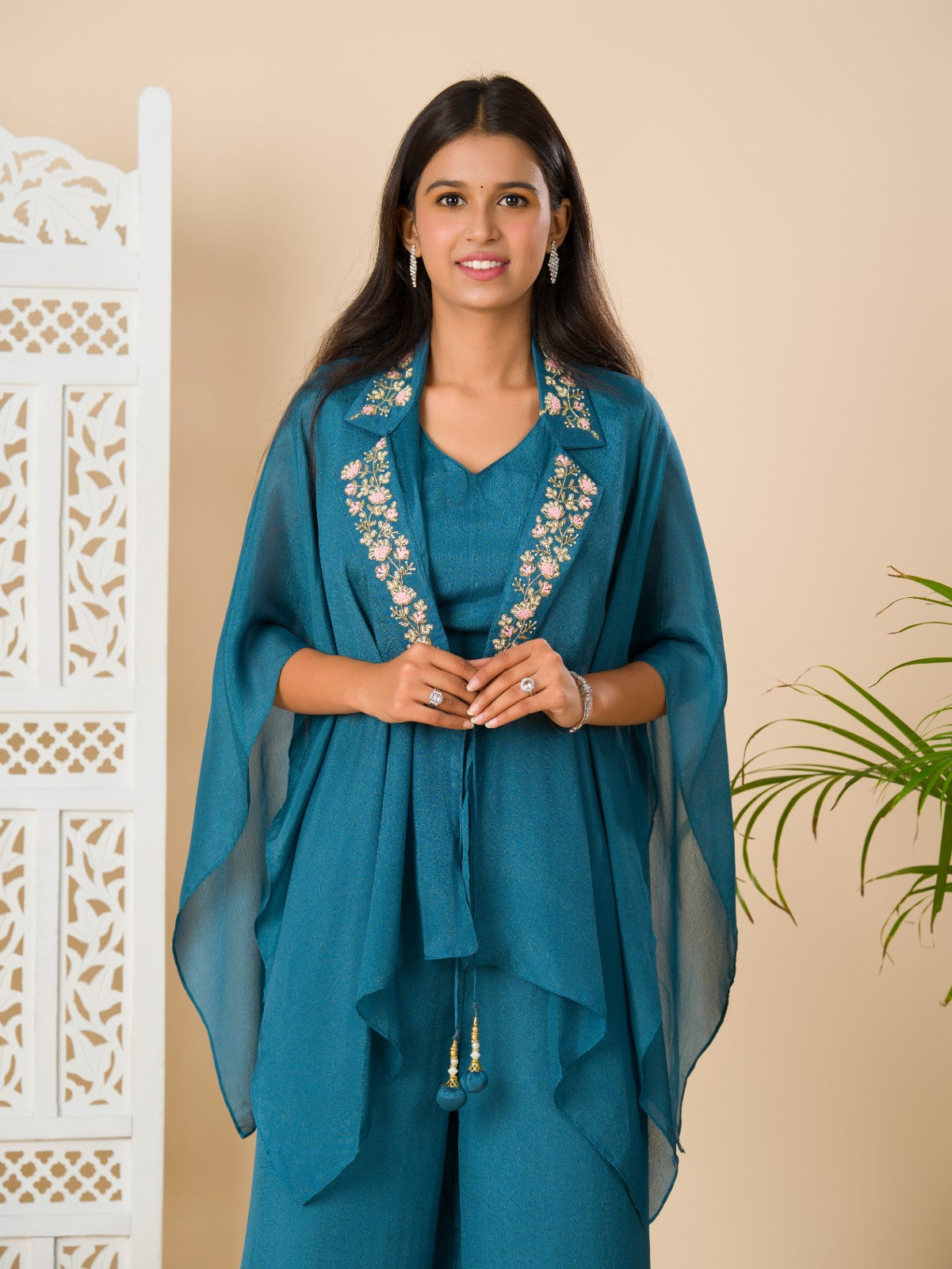 KcPc New Latest Georgette Bollywood Fabric Cutdana kashida work indo western Dress MUL