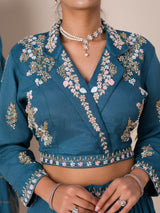 KcPc New H O silk Crop Top Style With Kashida Cutdana Work indo western Dress MUL