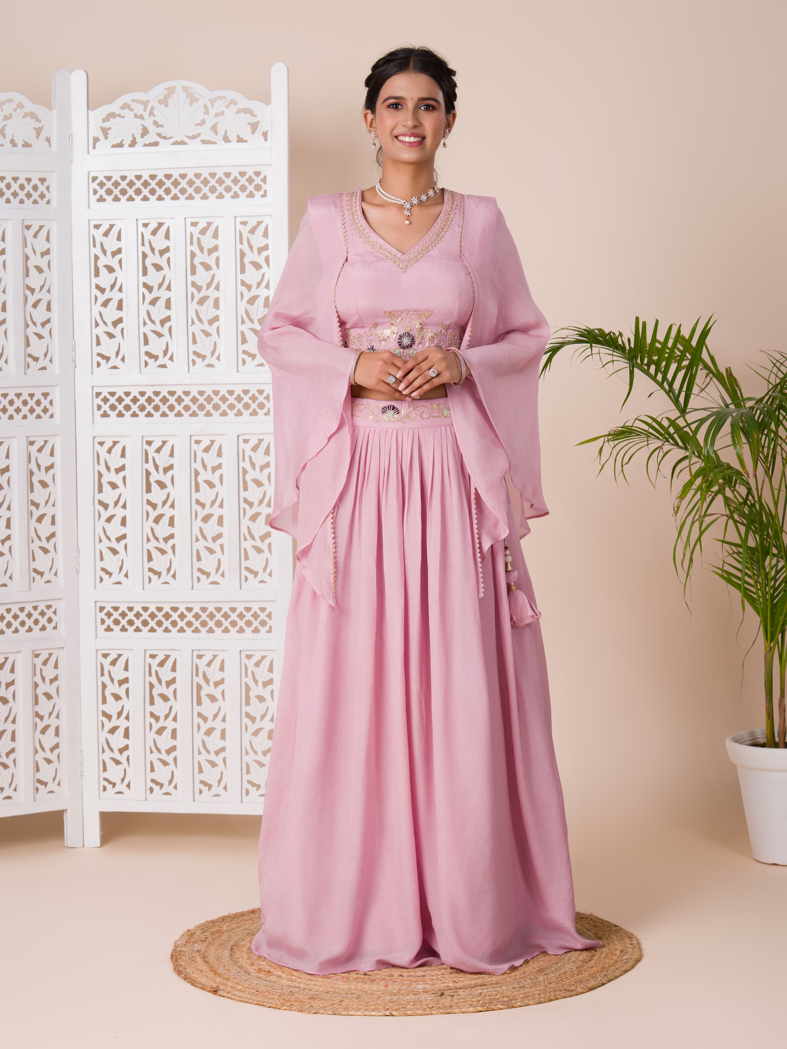 KcPc New Crap Silk Bollywood Cutdana kashida work indo western Dress MUL