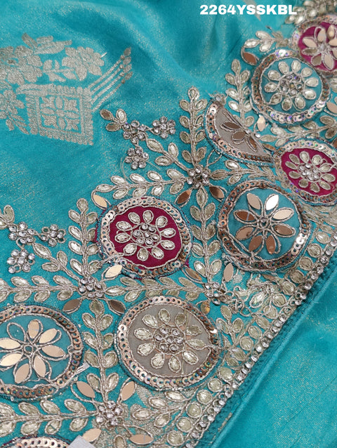 KcPc New Latest  Banarasi silk Traditional Sequence embroidery mirror work Saree PAL